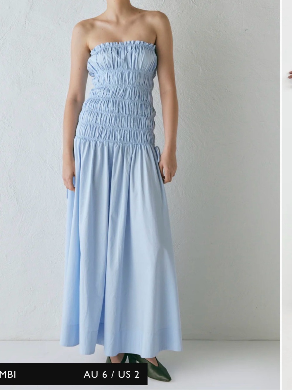 NWT VRG Grl Light Blue Smocked Strapless Maxi Dress with Bow Ties